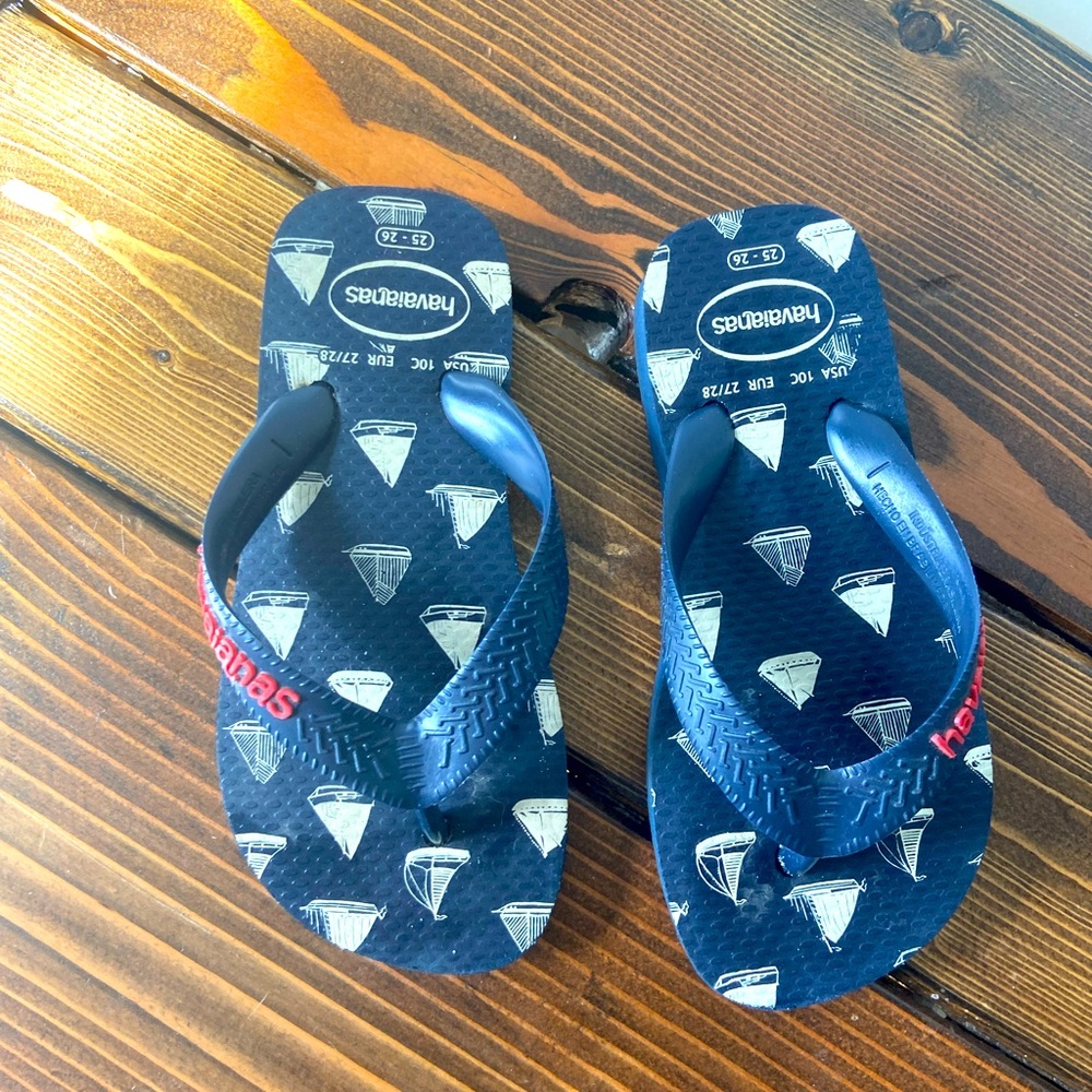 Havaianas Sailboat Flip Flops Navy Boys Nautical